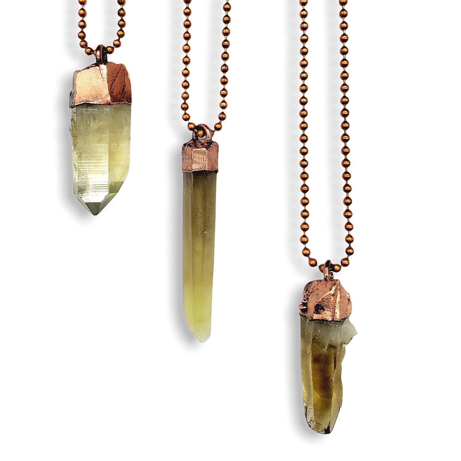 Citrine Lemurian Quartz Necklace / Ball Chain