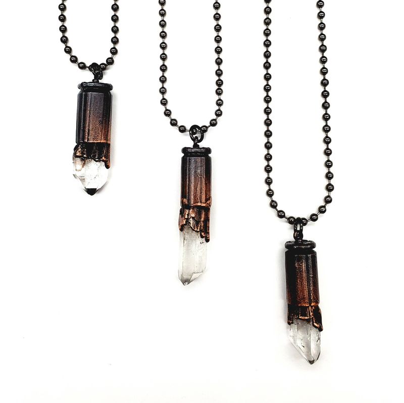 Crystal Point Bullet Casing Necklace (1)