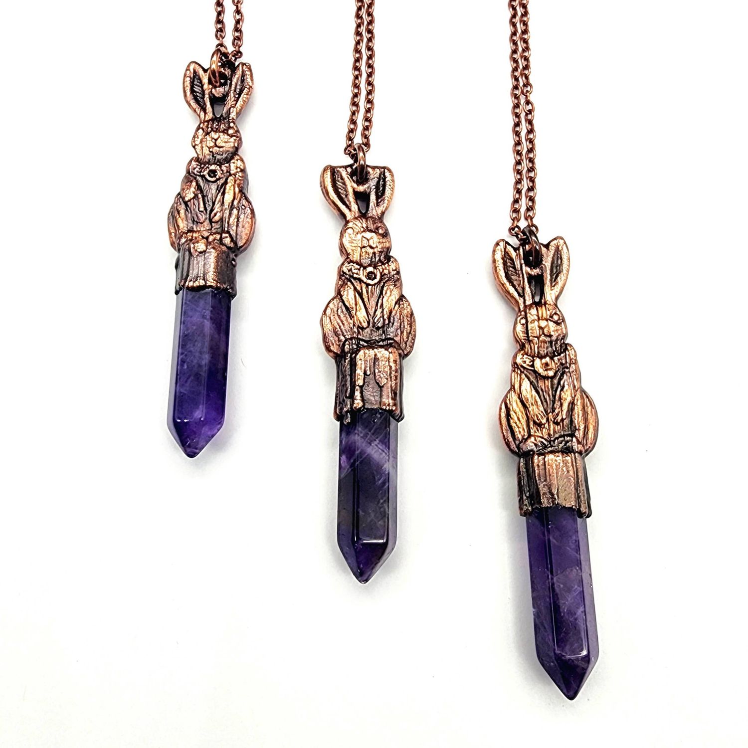Amethyst Rabbit Necklace // Electroformed Jewelry