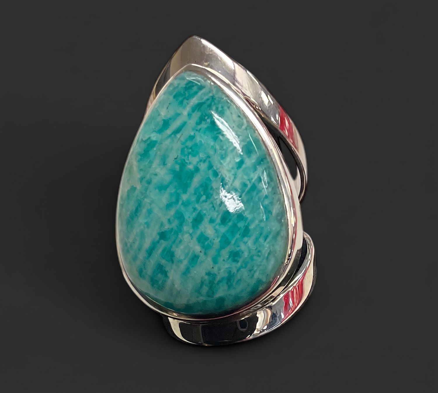 Wisdom Teardrop Amazonite Ring Sz 8