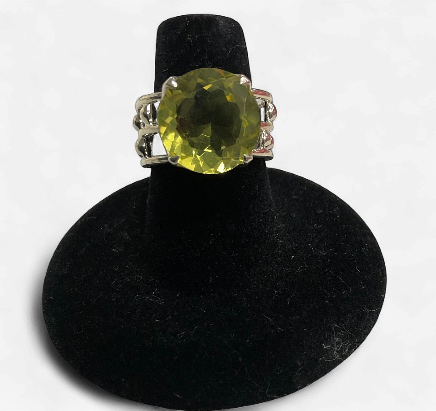 Double Band Lemon Topaz Faceted Ring Sz 7