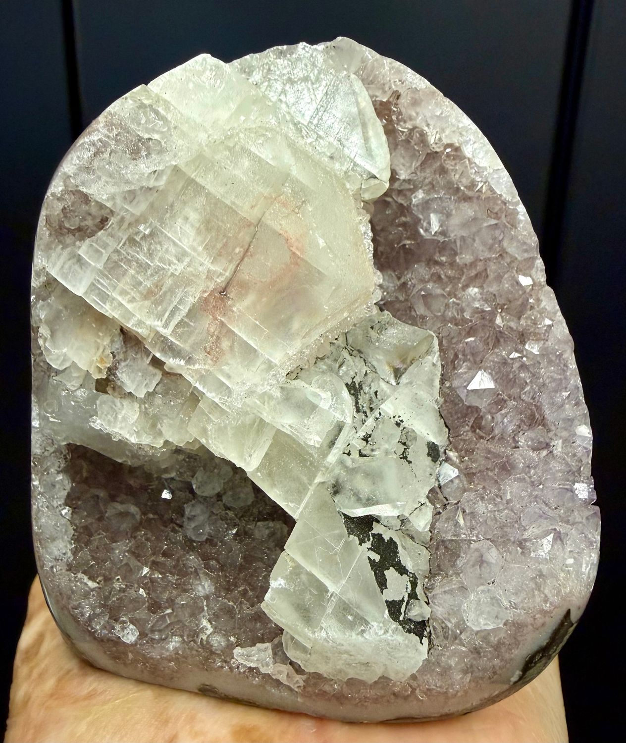 Calcite Formation in Amethyst Geode