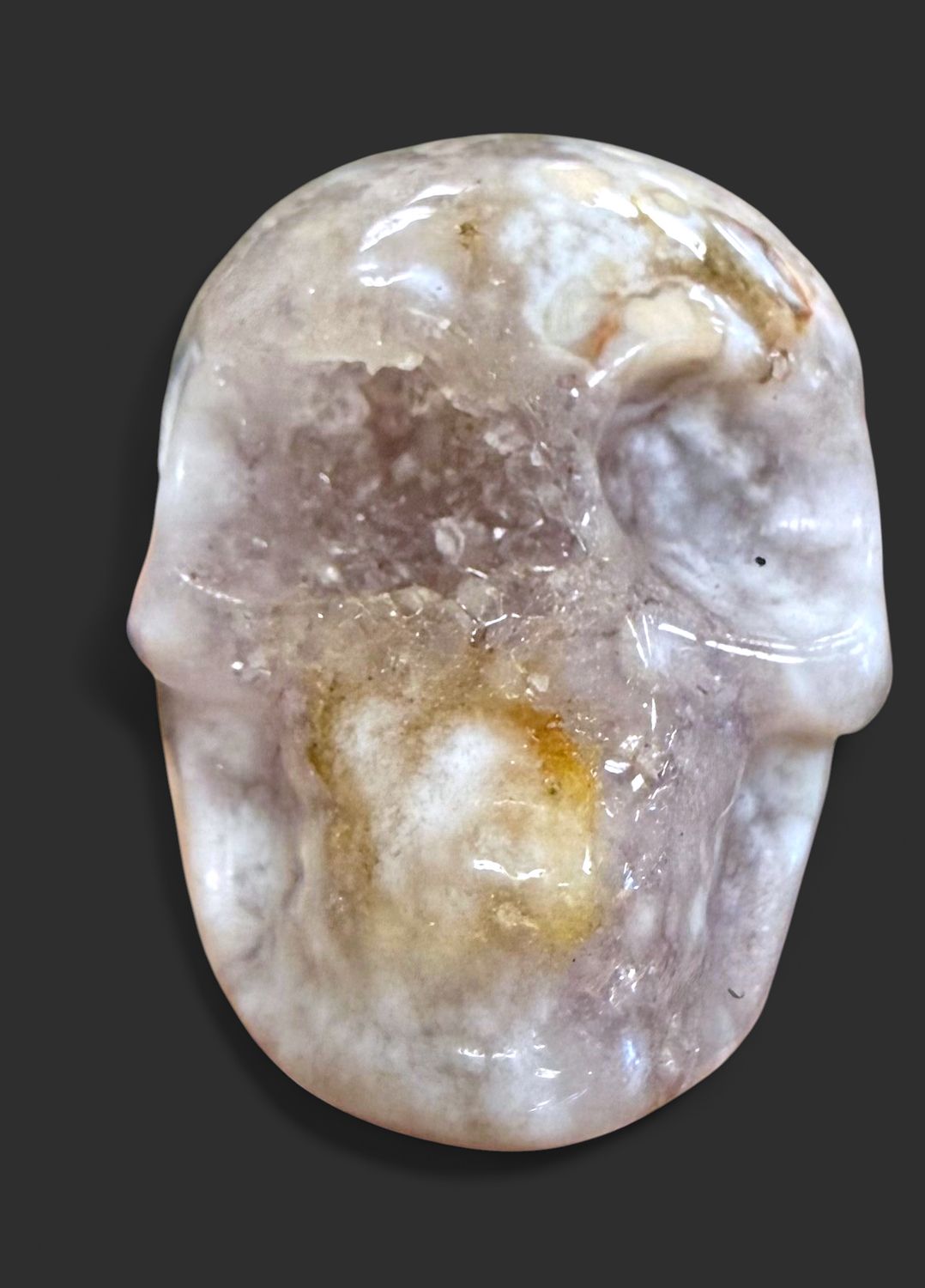 1.5" Pink Amethyst Skull, Color: Dark