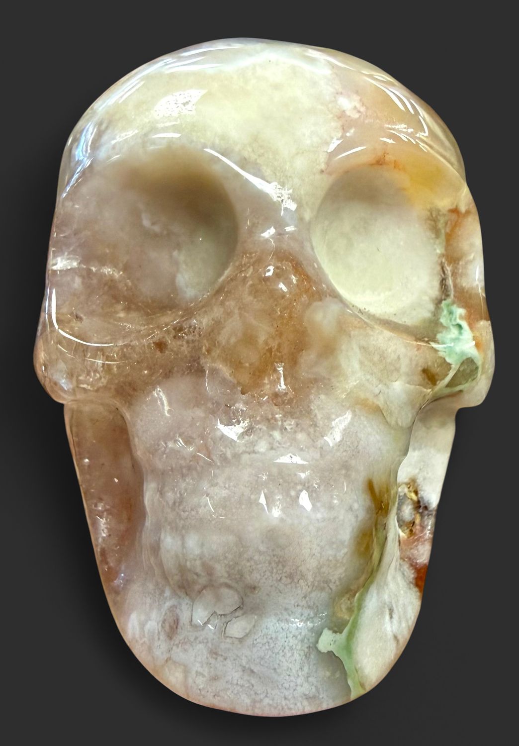 Orange Flower Agate Skull