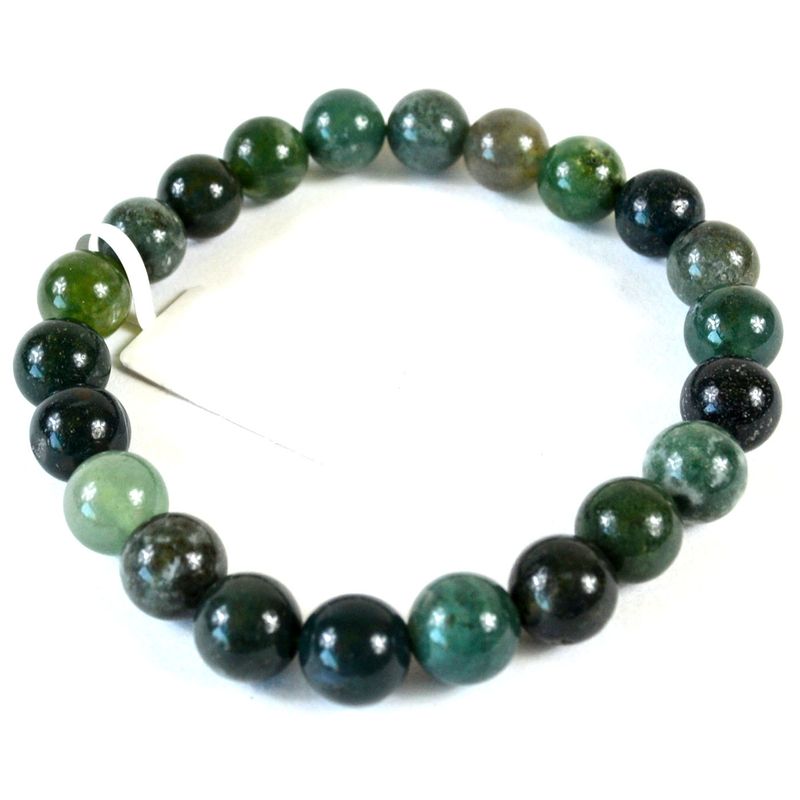 Moss Agate 8mm Bead Bracelet