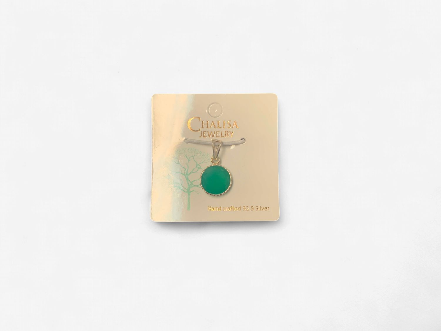 Green Onyx Round Sterling Silver Pendant