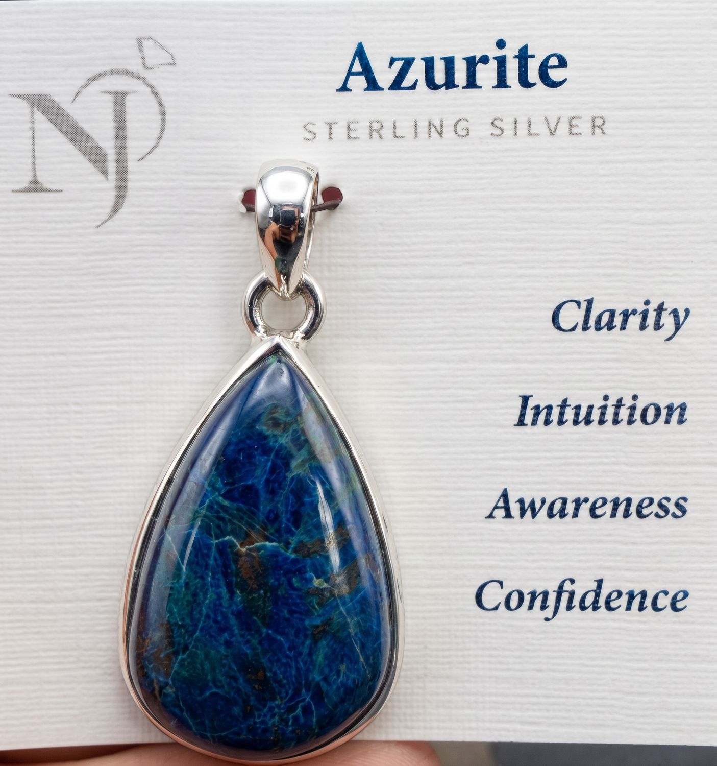 Azurite Rounded Triangle Sterling Pendant