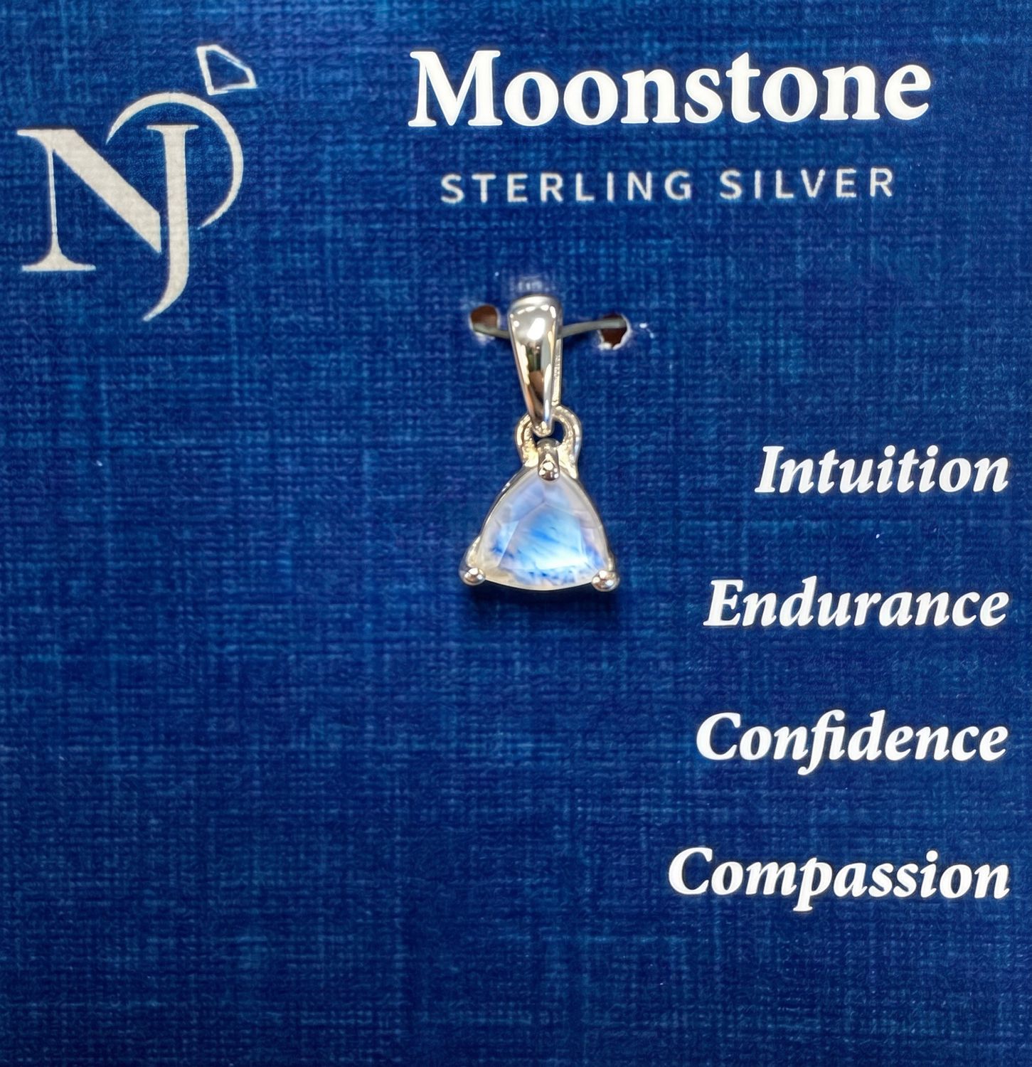 Moonstone Faceted Triangle Sterling Pendant