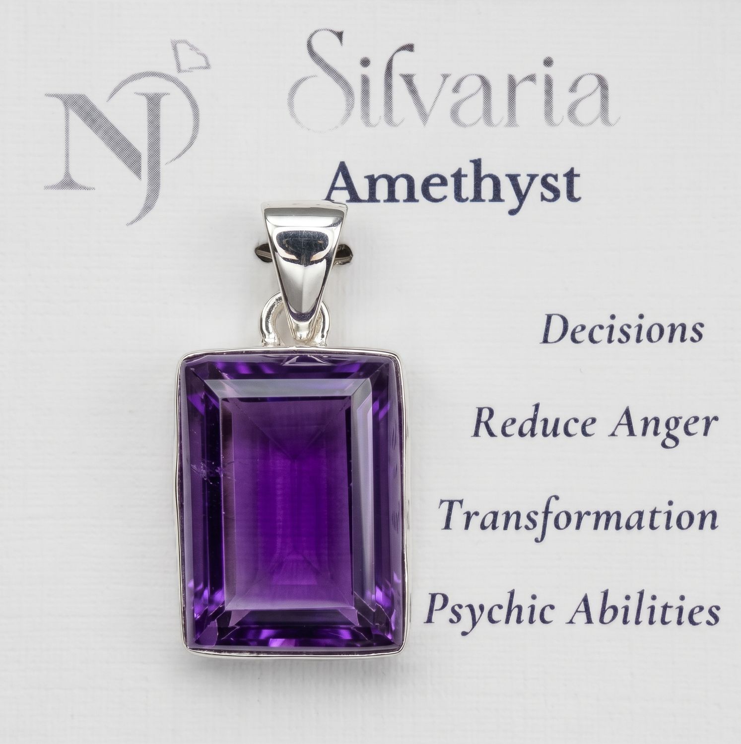 Amethyst Square Silvaria Pendant
