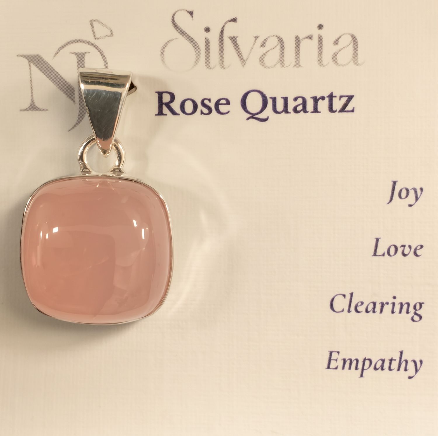 Rose Quartz Square Silvaria Pendant
