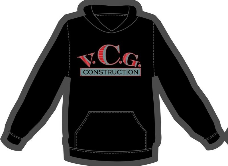 VCG Construction Logo Screen Printed Black Hoodie