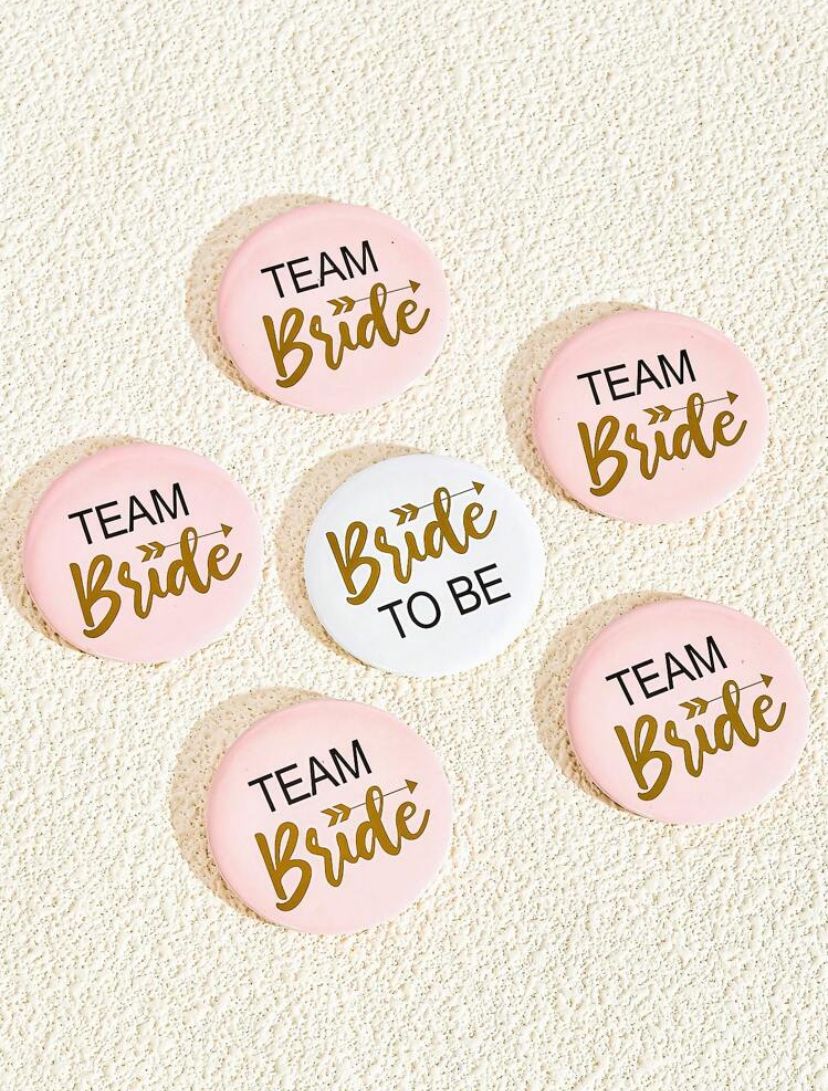 Team Bride - Set of 6 Button Pins