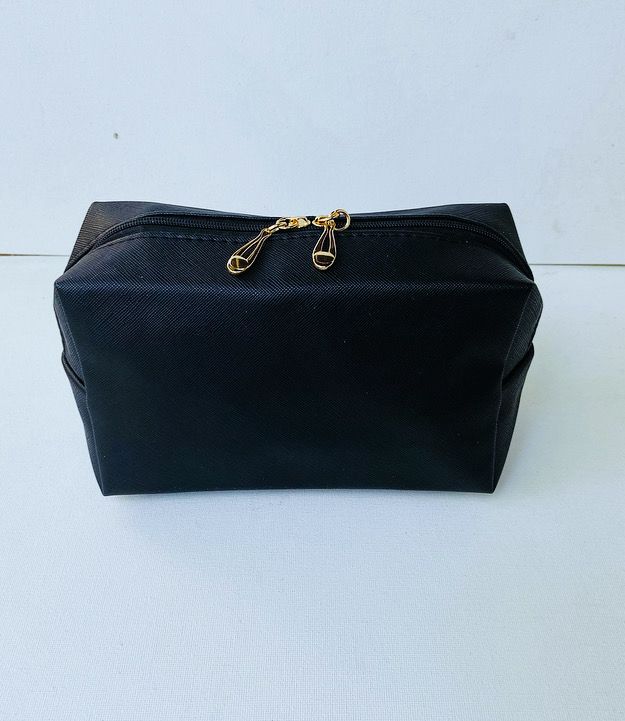 Cosmetic Bag - Black With Gold Zip