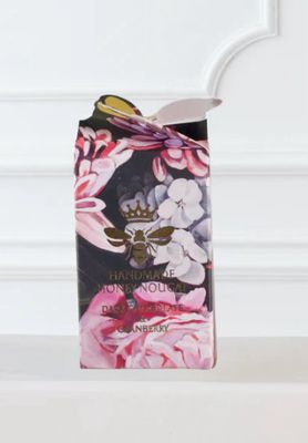 Floral Bonbonniere Box containing x 2 Dark Choc &amp; Cranberry Honey Nougat Bon Bons
