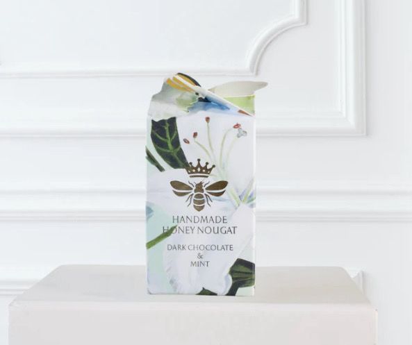 Floral Bonbonniere Box containing x 2 Dark Choc &amp; Mint Honey Nougat Bon Bons