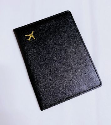 Passport Cover - Black Faux