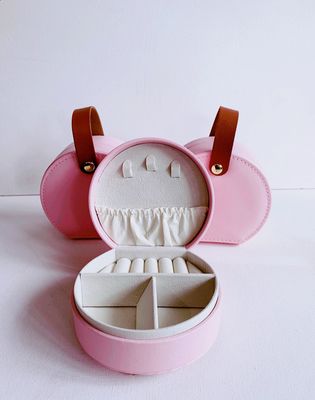 Travel Size Jewellery Case - Pink With Leather Strap