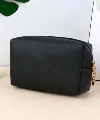 Black Cosmetic Bag - Rounded with Gold Zip