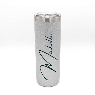 Stainless Steel Tumbler - Silver glitter