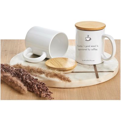 Bamboo &amp; Ceramic Coffee Mug - 330ml