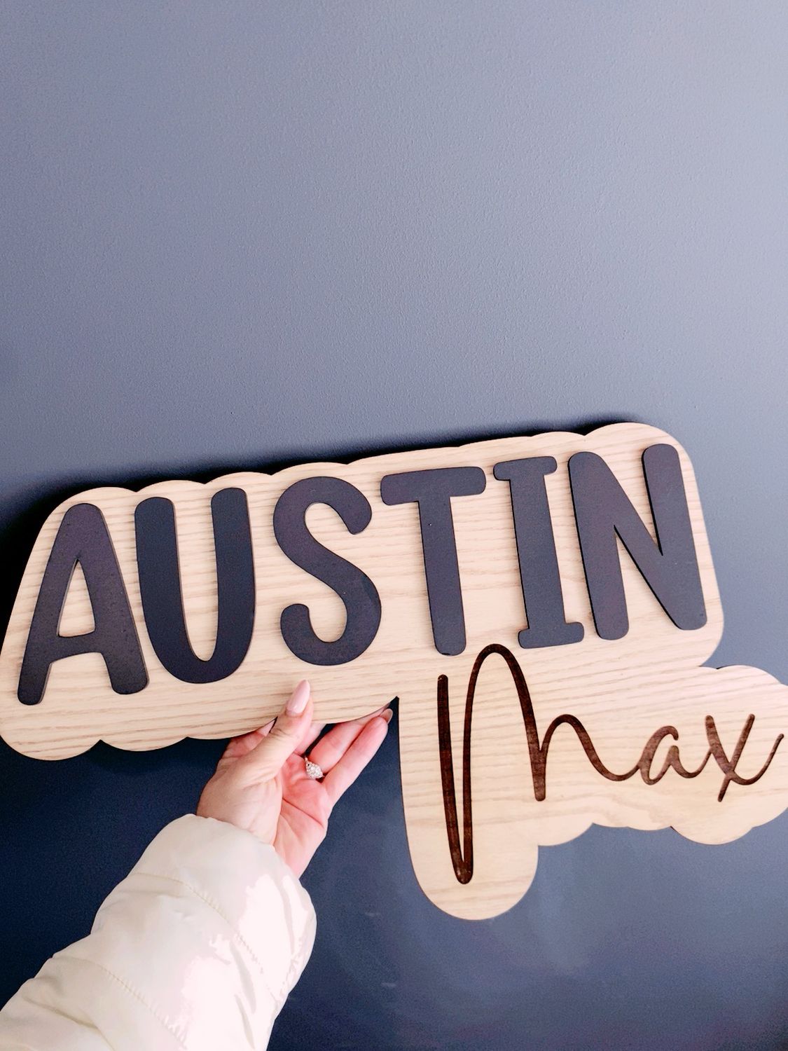Double Layered Wooden Name Plaque