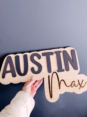 Double Layered Wooden Name Plaque
