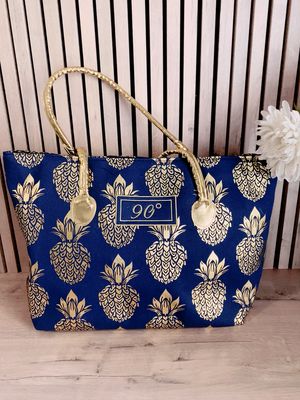 Beach Bag - Navy And Gold