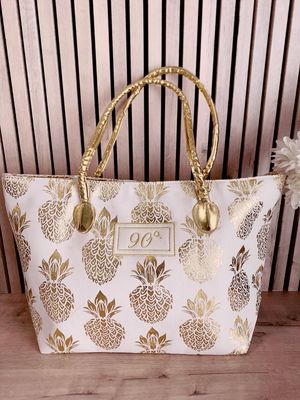 Beach Bag - Cream And Gold