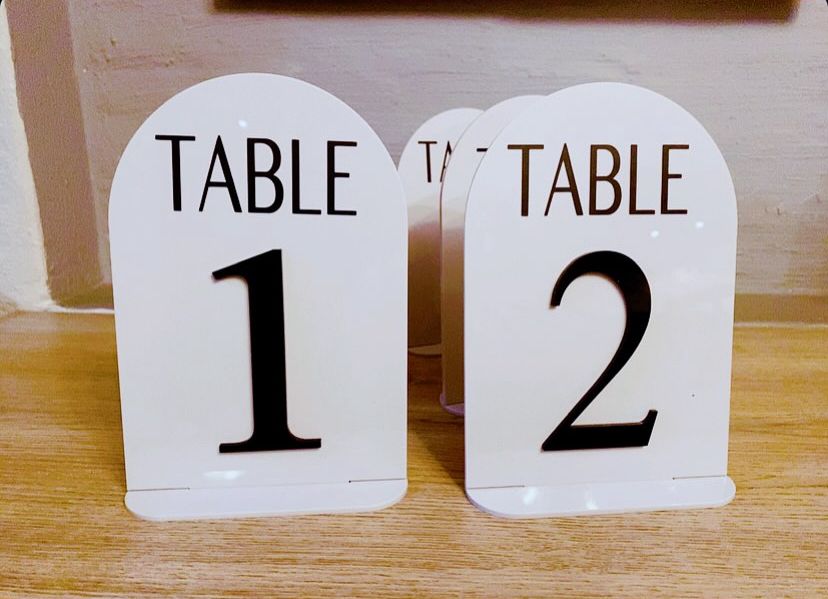 Table Numbers - Arched with Acrylic Base