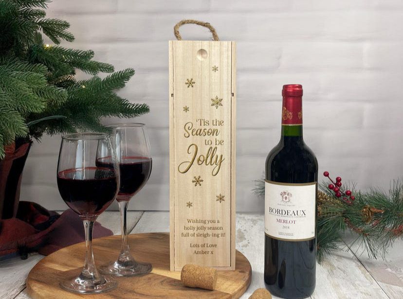 Engraved Pine Wine Box