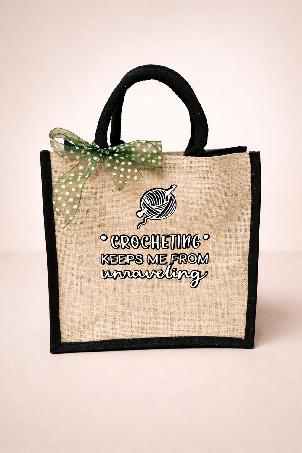 Knitting/ Crocheting Tote Bag with Black Edging