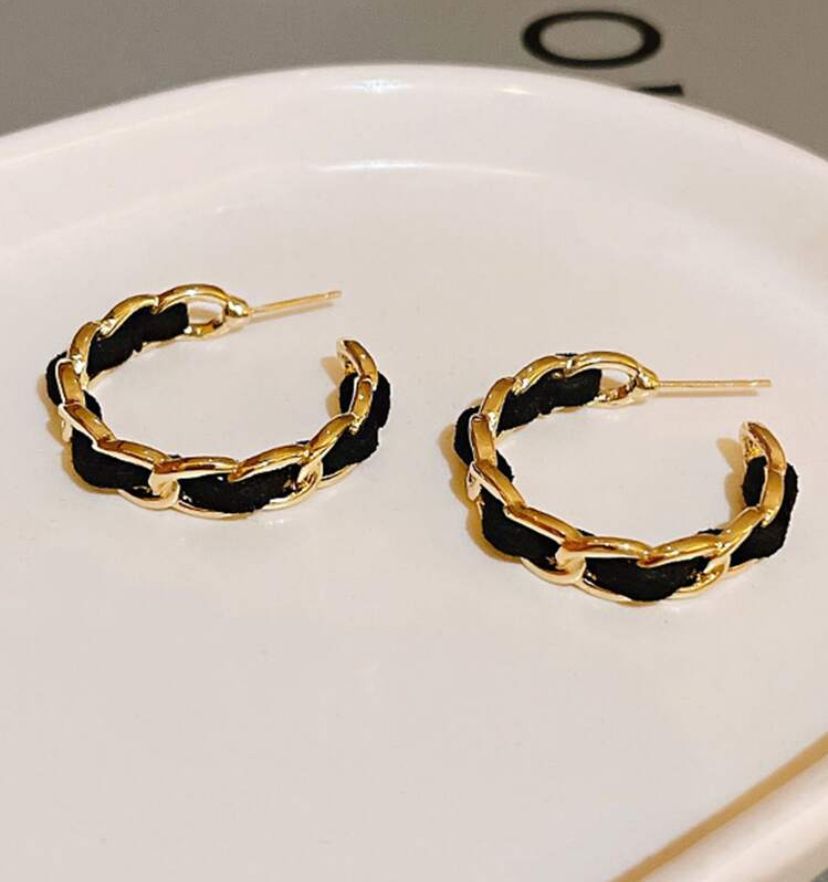 Black and Gold Hoops