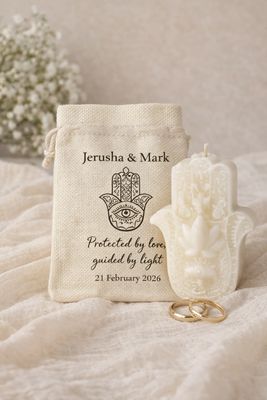 Personalised Hamsa Wedding Candle Gift Set