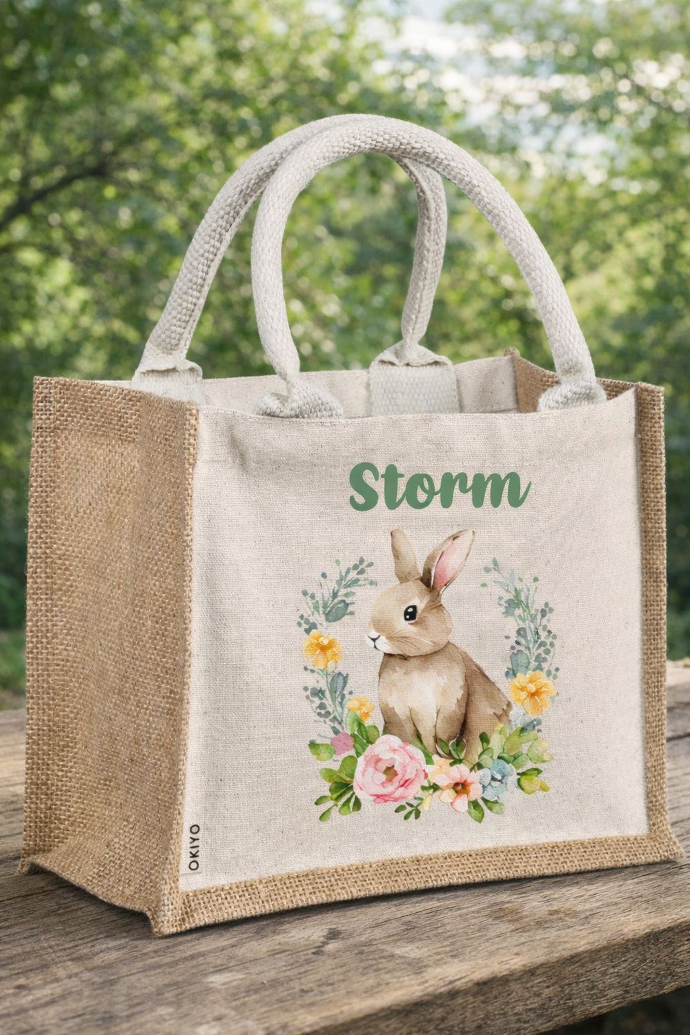 Mini Jute Easter Tote Bag