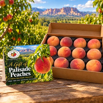 Palisade Peach Gift Voucher — 12 Peaches &amp; Free Two-Day Shipping
