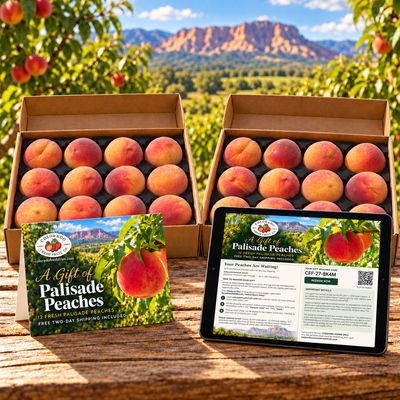 Palisade Peach Gift Voucher — 12 Peaches &amp; Free Two-Day Shipping