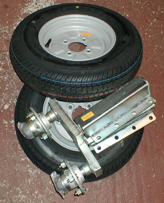 750kg Heavy Duty Trailer Suspension Units Complete + 2 X 145 x 10 4ply Wheels