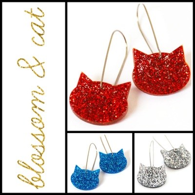 Blossom & Cat - Cat On A Wire Earrings