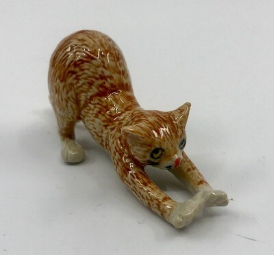 Stretching Cat Miniature Porcelain