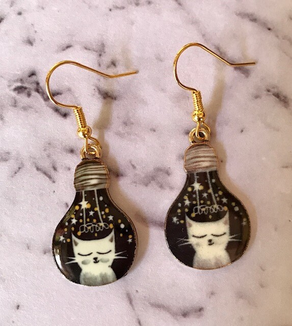 Kitty Lightbulb Drop Earrings
