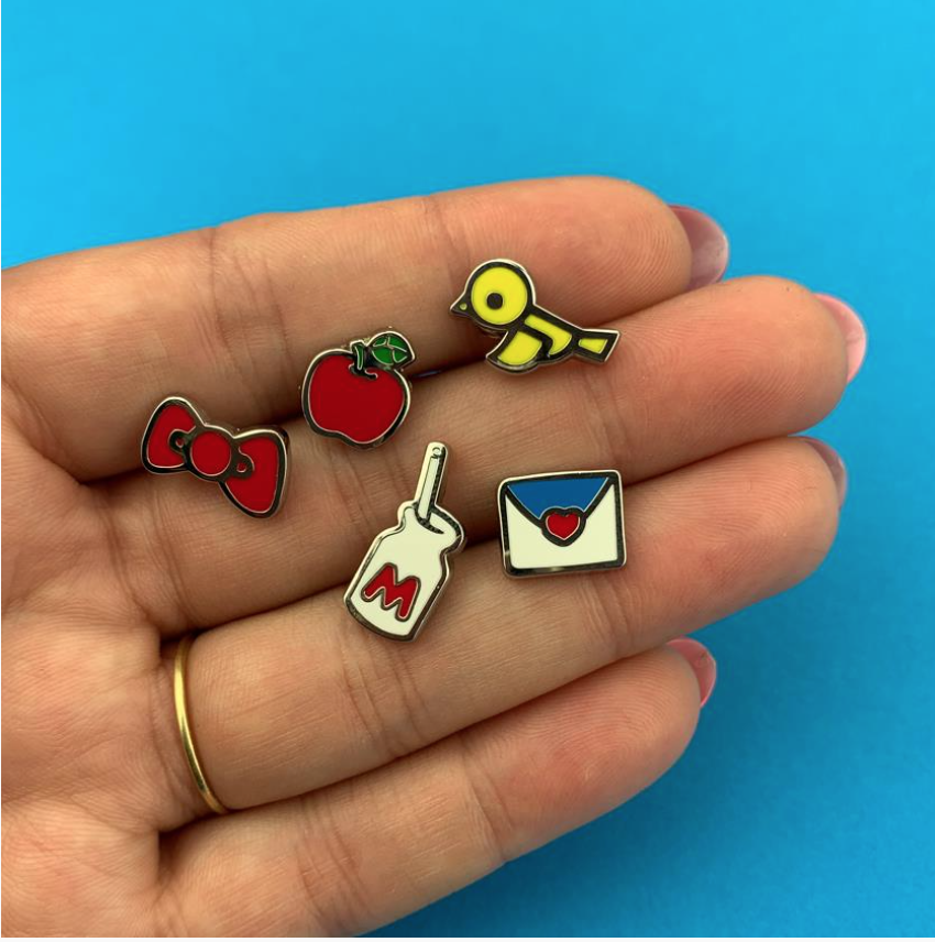 5 Piece Mini Hello Kitty Back to School Enamel Pin Set by Erstwilder