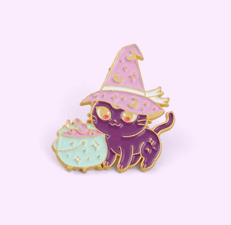 Hubble-Bubble Witchy Puss-Cat pin