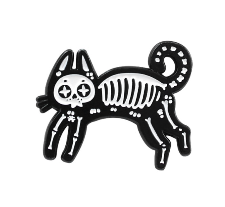 Skeleton Cat pin