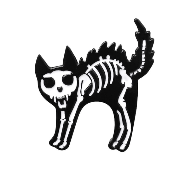 Skeleton  Scary Kitty pin
