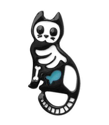 Skeleton Fish guts Cat pin