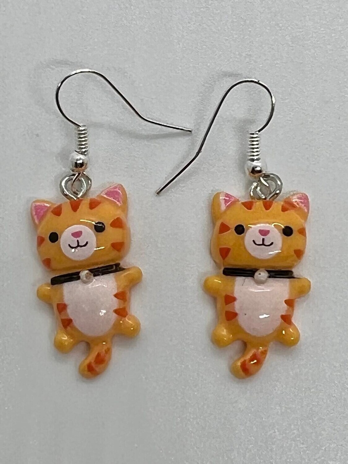 Cute Kitty Cat Earrings, Colour: Ginger Tabby
