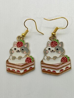 Strawberry  Cat Earrings