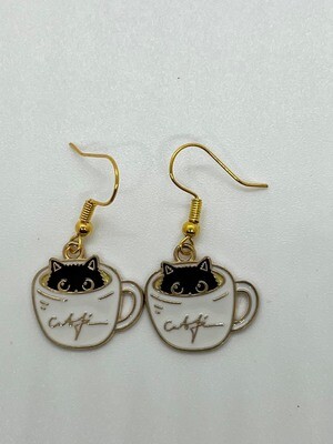 Coffee  Cat Earrings