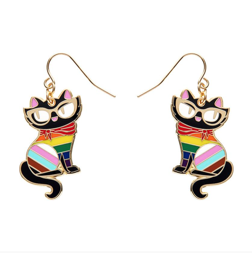 Elissa The Rainbow Cat Enamel Drop Earrings by Erstwilder