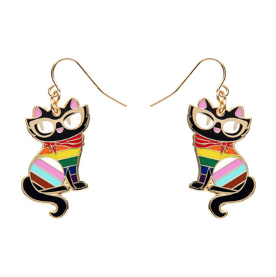 Elissa The Rainbow Cat Enamel Drop Earrings by Erstwilder